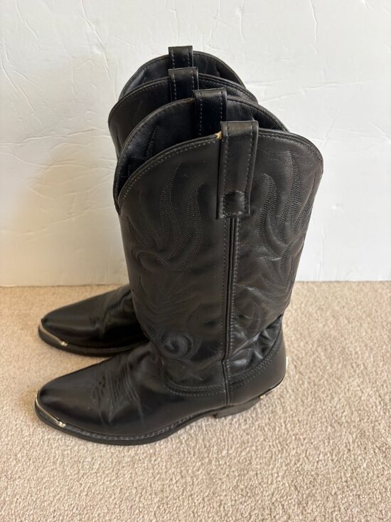 Laredo Mccomb Men\'s Cowboy Boots Size 9.5D Black Leather 12621